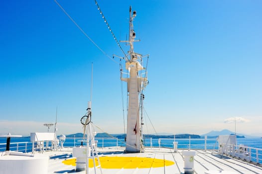 Upper deck vessel in the Gulf of Naples, Italy