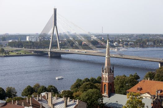 Aerial view of Riga old town. Latvia