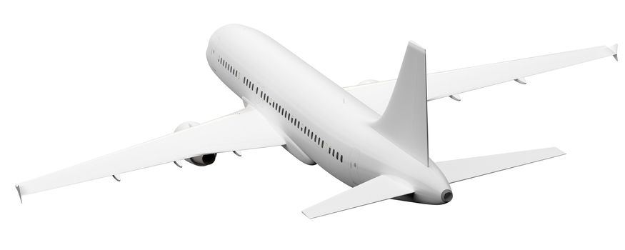 An image of a plane rear view isolated on white