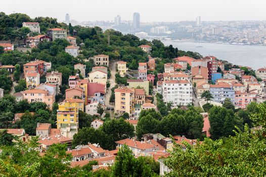 Istanbul cityscape shot from Asian shore of Bosphorus
