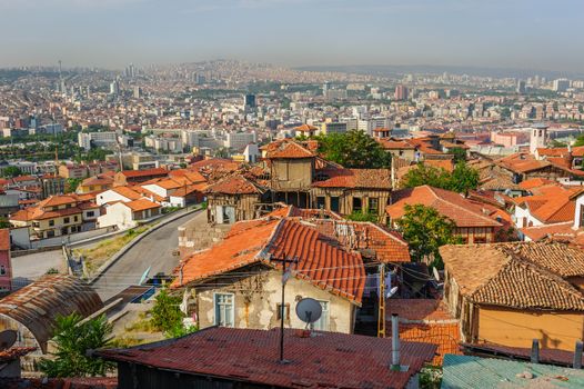 Old roofs cityscape of Ankara, Turkey capital