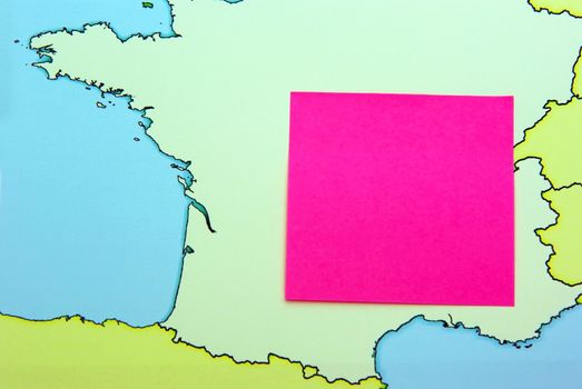 Pen and post it on France map.