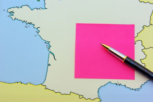 Pen and post it on France map.