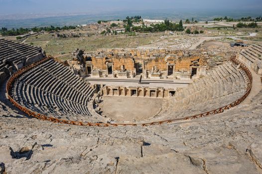 Ruins of theater in ancient Hierapolis, now Pamukkale, Turkey