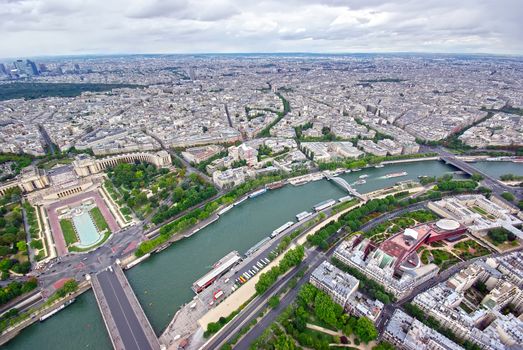 Seine river in Paris, Eiffel Tower view.