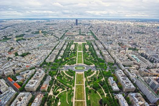 Panoramic view of Paris, Champs de Mars.