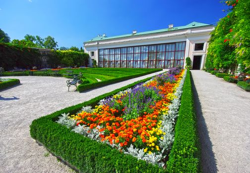 Beautiful Mirabell garden in Salzburg.