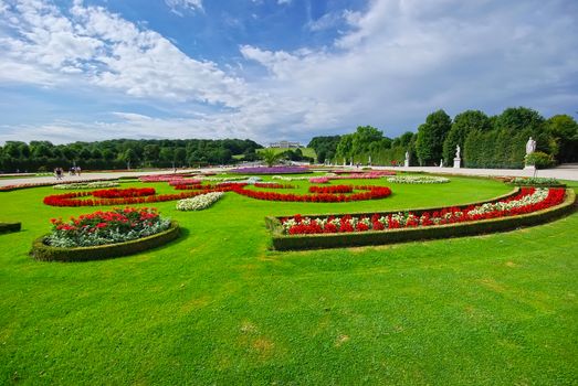 Beautiful gardens at Schonbrunn Palace in Vienna.