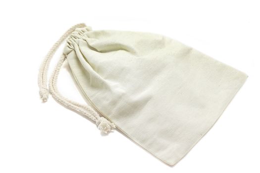 small fabric pouch isolated on white background 