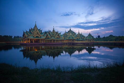Ancient city,Temple of Thailand on sunset