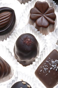 assortment of delicious dark chocolate pralines