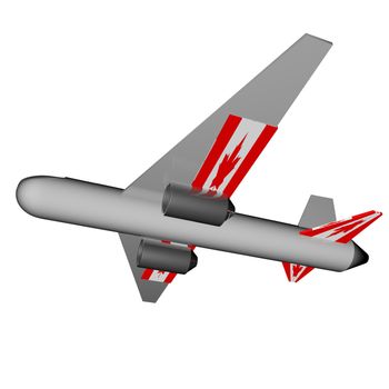 Plane with Canada flag on the wings, 3d render