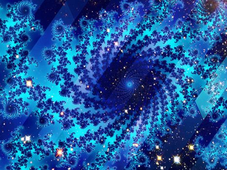 Digital computer graphic - rendering. Decorative fractal spiral in a bright colors for design.