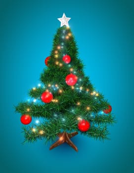 Rendered image with a Christmas tree.