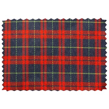 Tartan fabric swatch sample isolated over white background