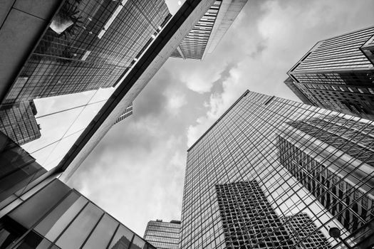 Modern office buildings under sky in Hong Kong, Asia.