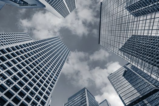 Modern office buildings under sky in Hong Kong, Asia.