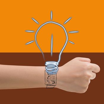 Smart watch concept of idea lamp.