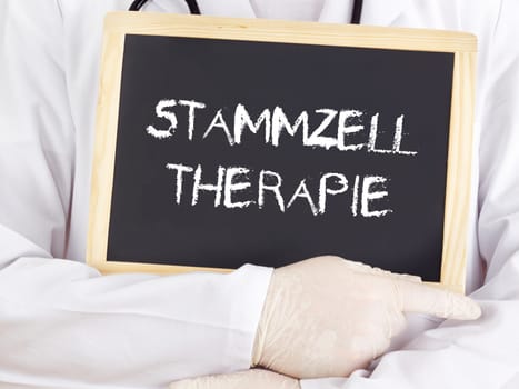Doctor shows information: stem cell therapy in german
