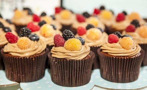Chocolate cupcake with berries