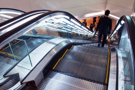 Elevator in shopping malls,with sllow shutter