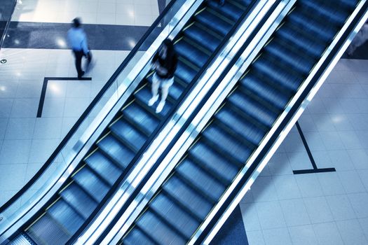 Elevator in shopping malls,with sllow shutter