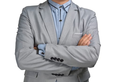 Body of Business Man wearing shirt and suit on White Background with Clipping path