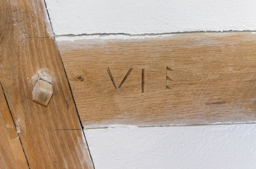 LWL-Open-Air Museum Hagen. 
Images courtesy of the Department of Public Relations. 
A pair of traditional wooden shoe also genann clogs.
Close-up of half-timbered house gable
Medieval house wall plastered with clay, in the bar