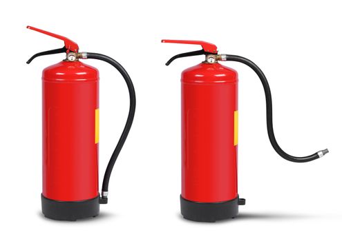 Handheld fire extinguisher ready-set isolated on white