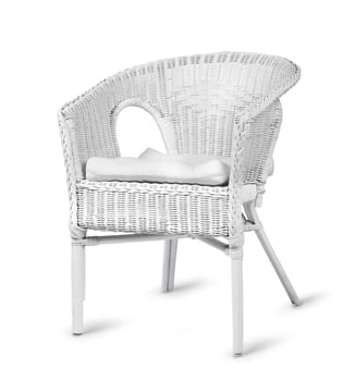 White wicker chair isolated on white background