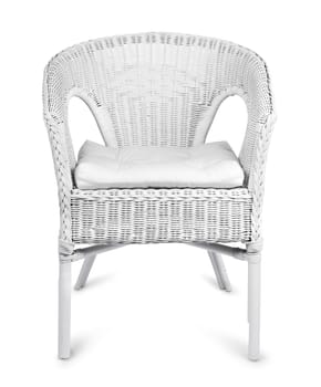 White wicker chair isolated on white background