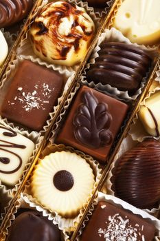 assortment of delicious dark chocolate belgian pralines