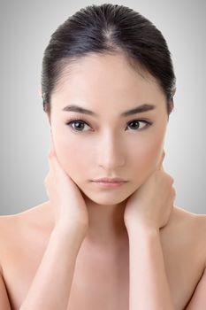 Asian beauty face, concept of glamour, makeup, healthcare etc.