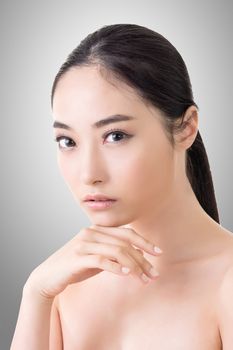 Asian beauty face, concept of glamour, makeup, healthcare etc.