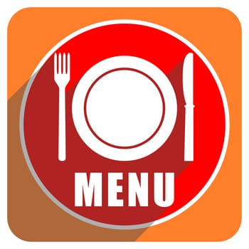 menu red flat icon isolated