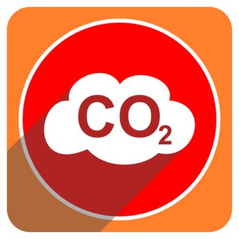 carbon dioxide red flat icon isolated