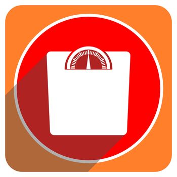 weight red flat icon isolated