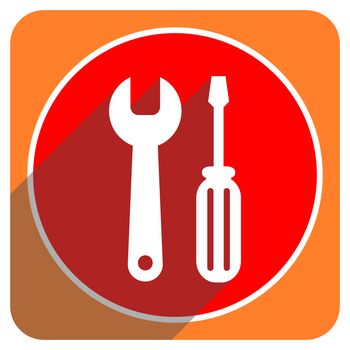 tools red flat icon isolated