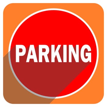 parking red flat icon isolated