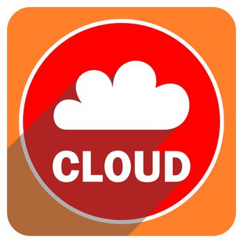 cloud red flat icon isolated