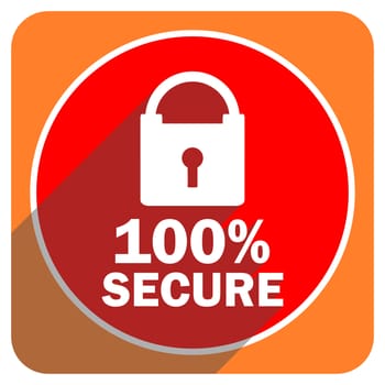 secure red flat icon isolated