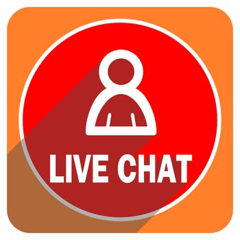 live chat red flat icon isolated