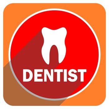 dentist red flat icon isolated
