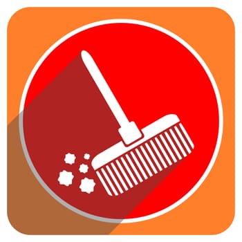 broom red flat icon isolated