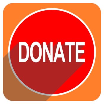 donate red flat icon isolated