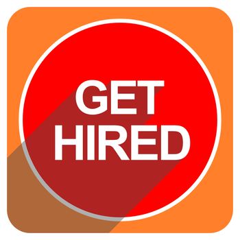 get hired red flat icon isolated