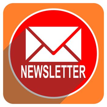 newsletter red flat icon isolated