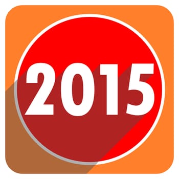 new year 2015 red flat icon isolated
