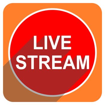 live stream red flat icon isolated