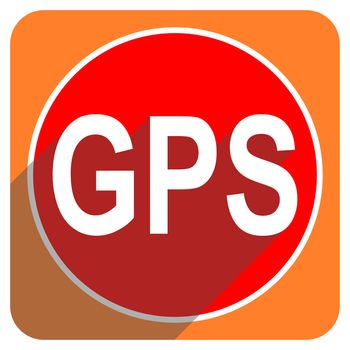 gps red flat icon isolated